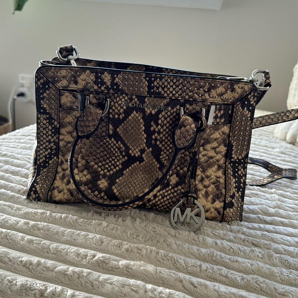 Gently Loved Michael Kors Snakeskin Print Crossbody/Top Handle Purse